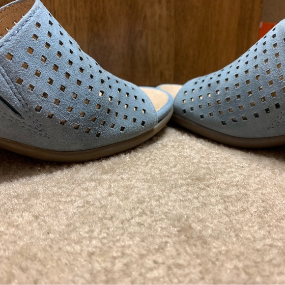 Earth Perforated Blue Suede Mules - Picture 6 of 8